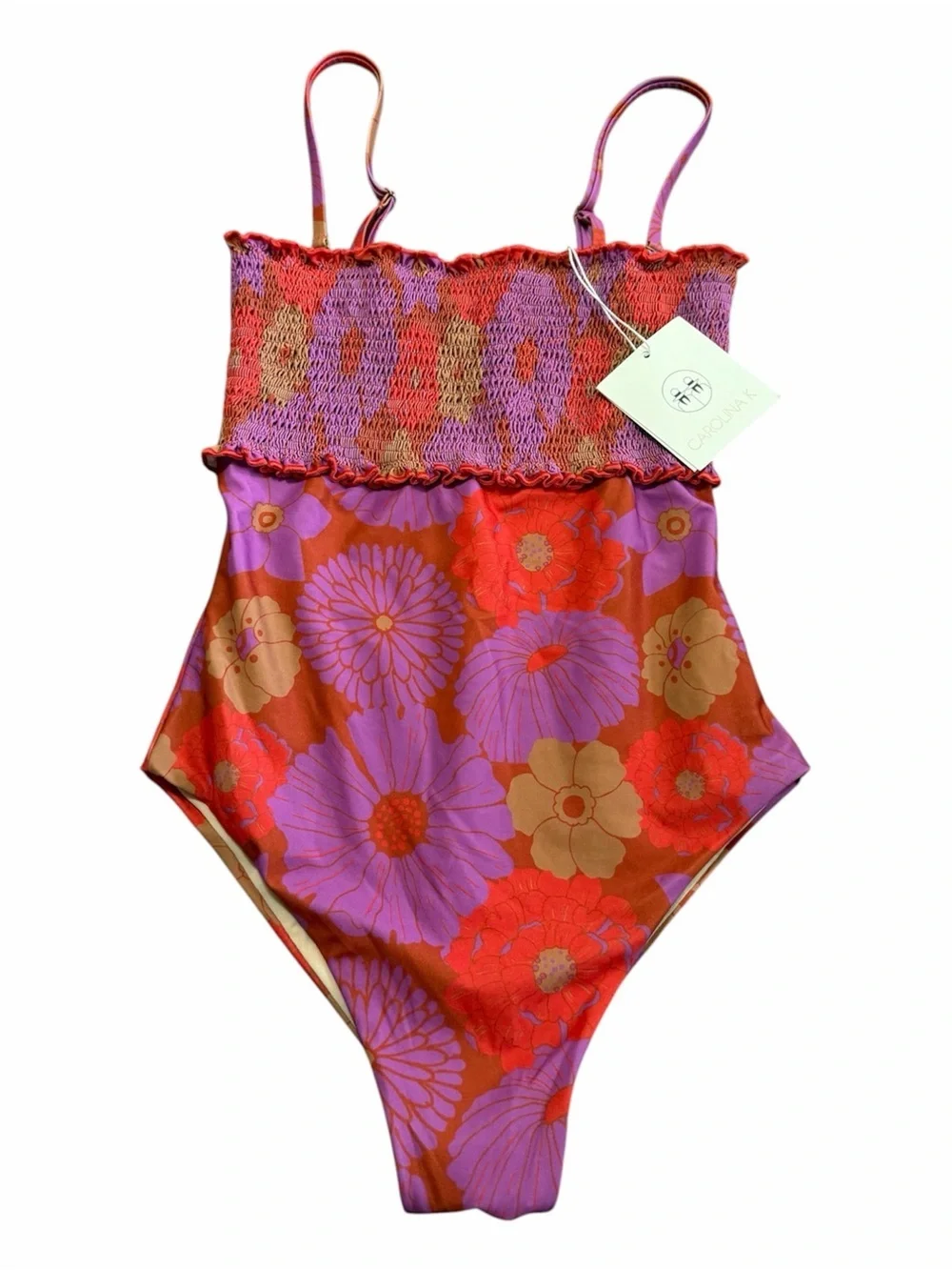 NWT Carolina K Anthropologie Smock Bold Floral One-Piece Size XS Euro Vacation